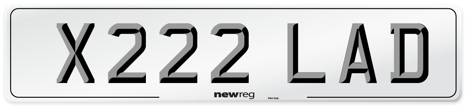 X222 LAD Number Plate from New Reg